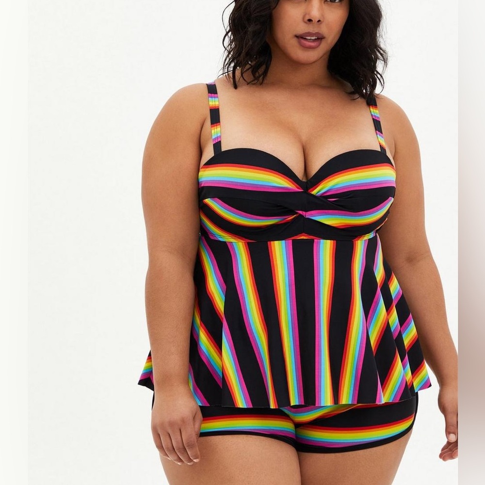 NWT! Torrid multi stripe tankini top sz 1X 14/16